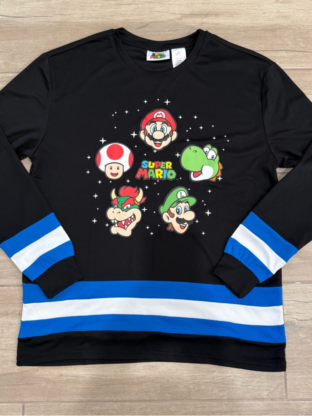 SUPER MARIO Epic Black Adult Long Sleeve Character Graphic Shirt Like New! Large